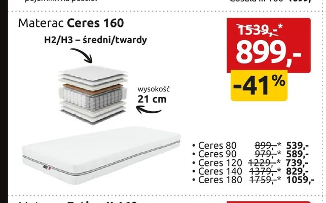 Materac Ceres 90 promocja w Black Red White