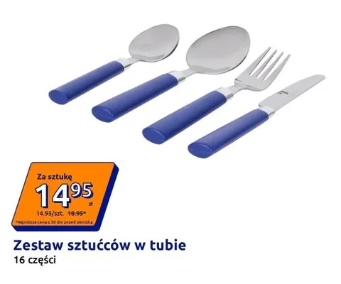 Zestaw sztućców w tubie 16 części promocja w Action
