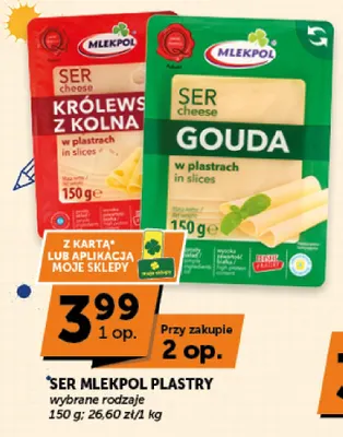 Ser Królewski z Kolna w plastrach Mlekpol promocja w Euro Sklep