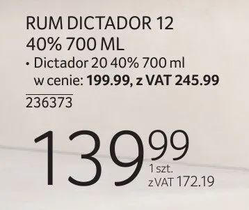 Rum Dictador 12 40% 700 ml promocja w Selgros