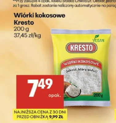 Wiórki kokosowe Kresto promocja w Delikatesy Centrum