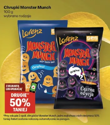 Chrupki Monster Munch Czarna edycja Lorenz promocja w Delikatesy Centrum