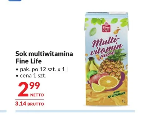 Sok multiwitamina Fine Life promocja w Makro