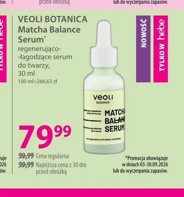 Regenerująco-łagodzące serum do twarzy Matcha Balance Serum Veoli Botanica promocja w Hebe