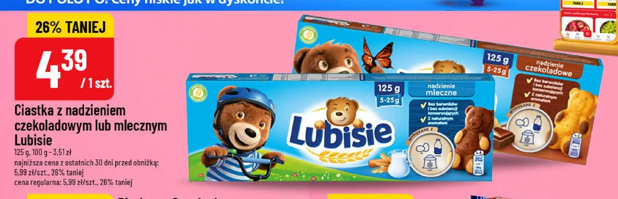 Ciastka z nadzieniem mlecznym Lubisie promocja w POLOmarket