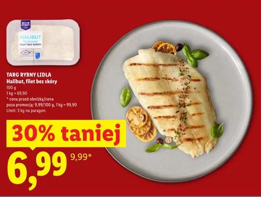 Halibut filet bez skóry promocja w Lidl