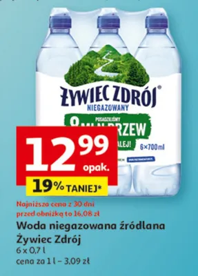 Woda niegazowana źródlana Żywiec Zdrój promocja w Auchan