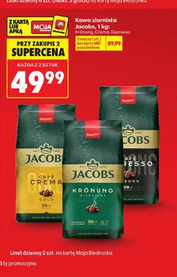 Kawa ziarnista Jacobs Café Crema Gold promocja w Biedronka