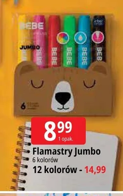Flamastry Jumbo Bebe 12 kolorów promocja w Leclerc