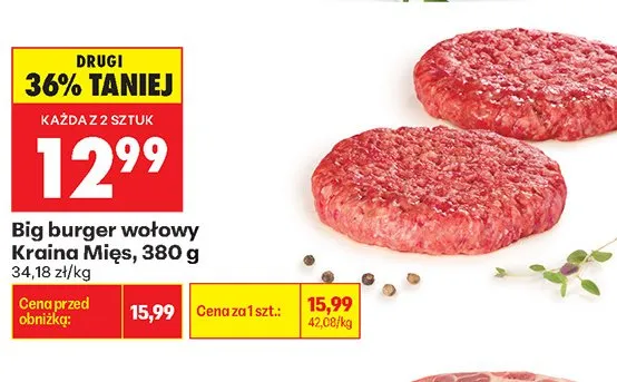 Big burger wołowy Kraina Mięs promocja w Biedronka