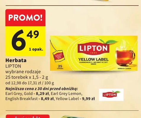 Herbata ekspresowa Lipton Yellow Label promocja w Intermarche