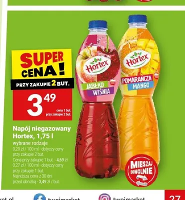 Napój niegazowany Hortex Pomarańcza Mango promocja w Twój Market