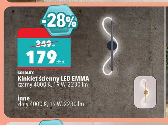 Kinkiet ścienny LED Goldlux Emma czarny promocja w Biedronka