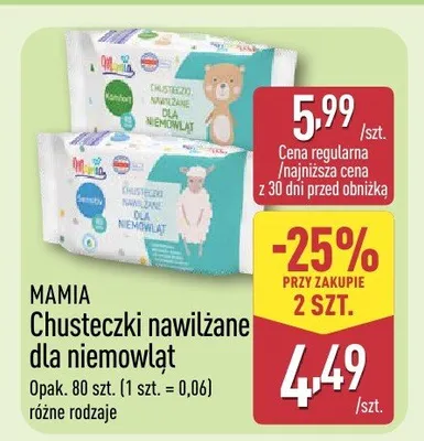 Chusteczki nawilżane dla niemowląt promocja w Aldi