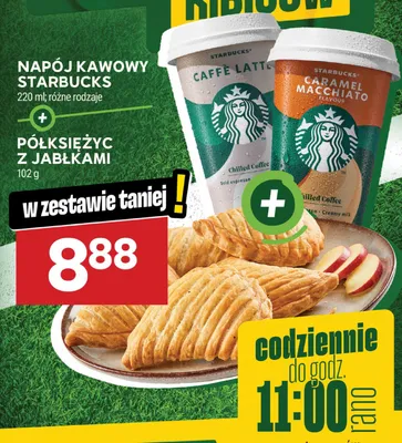 Zestaw napój kawowy Starbucks Caffè Latte + półksiężyc z jabłkami promocja w Stokrotka