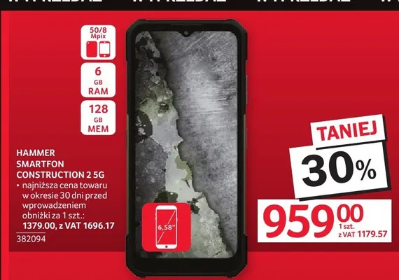 Smartfon HAMMER CONSTRUCTION 2 5g 6GB RAM 128GB MEM 6,58" promocja w Selgros