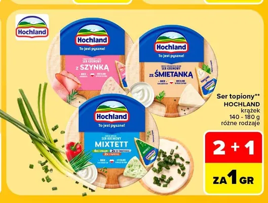 Ser topiony Hochland z szynką krążek promocja w Carrefour