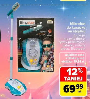 Mikrofon do karaoke na stojaku Singstar promocja w Carrefour