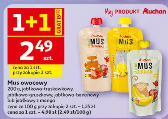 Mus owocowy jabłkowo-bananowy promocja w Auchan