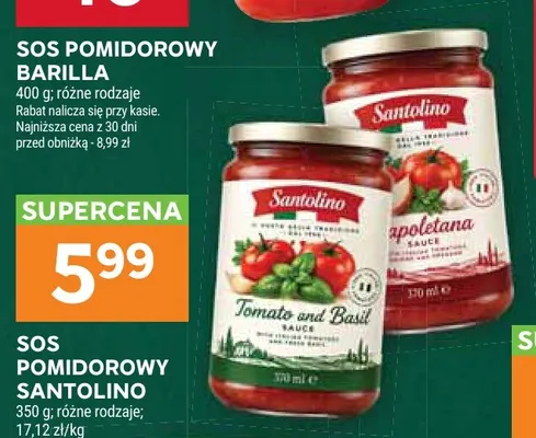 Sos pomidorowy Tomato and Basil Santolino promocja w Stokrotka