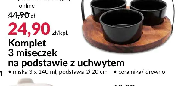 Komplet 3 miseczek na podstawie z uchwytem promocja w Salony Agata