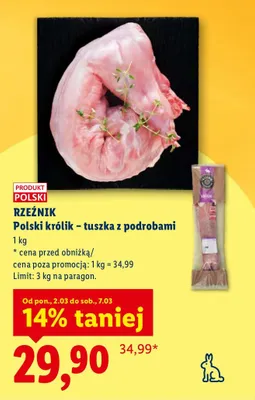 Królik - tuszka z podrobami promocja w Lidl