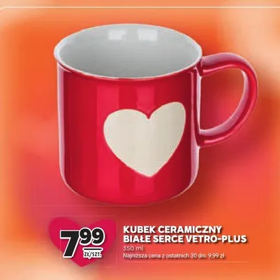 Kubek ceramiczny białe serce Vetro-Plus 350 ml promocja w Stokrotka