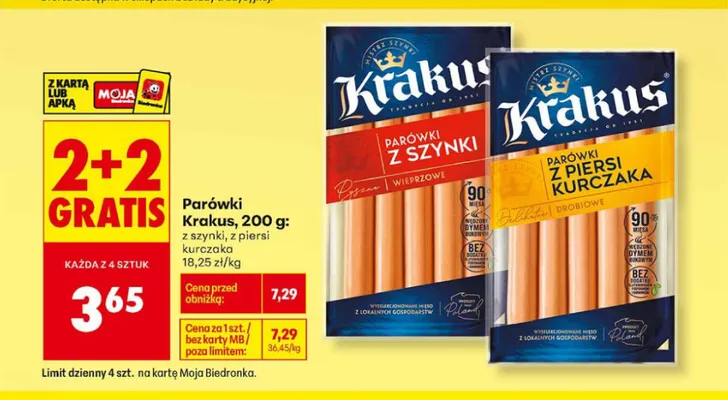 Parówki z szynki Krakus promocja w Biedronka