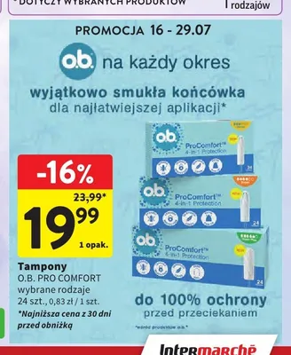 Tampony O.B. ProComfort Super promocja w Intermarche