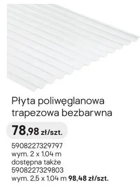 Płyta poliwęglanowa trapezowa bezbarwna promocja w Castorama