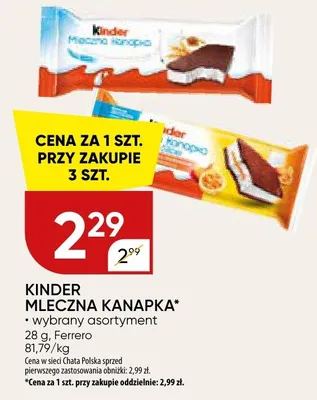 Kinder mleczna kanapka promocja w Chata Polska