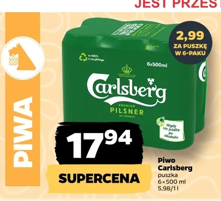 Piwo Carlsberg 6-pak 500 ml promocja w Netto
