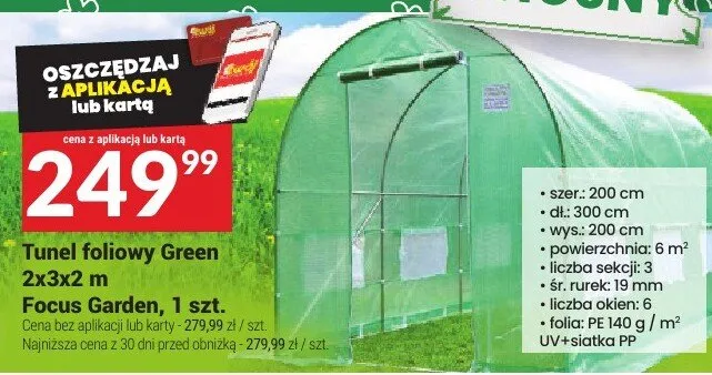 Tunel foliowy Green 2x3x2 m promocja w Twój Market