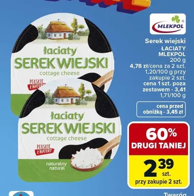 Serek wiejski Łaciate Mlekpol promocja w Carrefour
