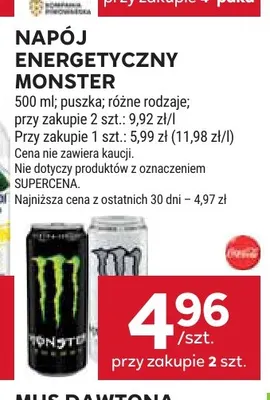 Napój energetyczny Monster promocja w Stokrotka