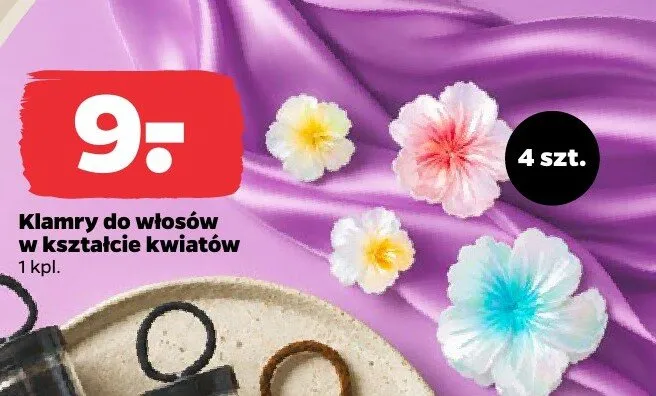Klamry do włosów w kształcie kwiatów promocja w Netto