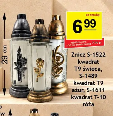Znicz S-1522 kwadrat T9 świeca promocja w Gram Market