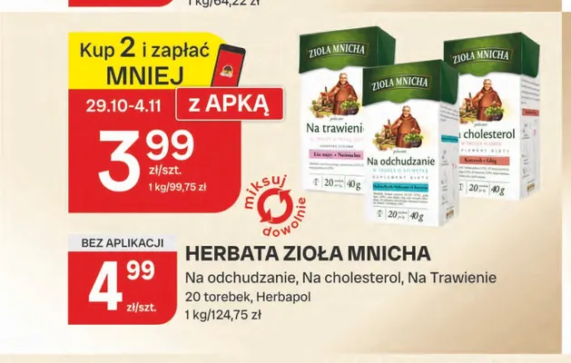 Herbata Zioła Mnicha na odchudzanie Herbapol promocja w Chorten