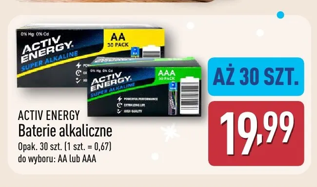 Baterie alkaliczne Aa Activ Energy promocja w Aldi