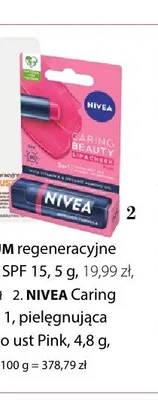 Pomadka do ust pielęgnująca Nivea Caring Beauty 3 w 1 Pink promocja w Hebe