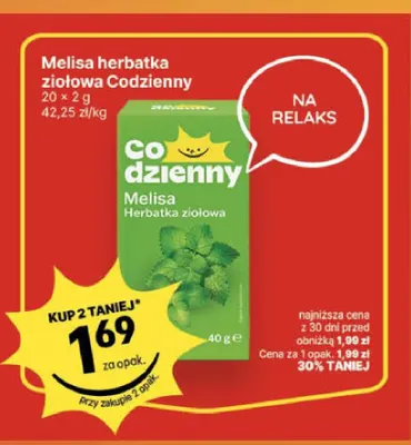 Melisa herbatka ziołowa Codzienny promocja w Delikatesy Centrum