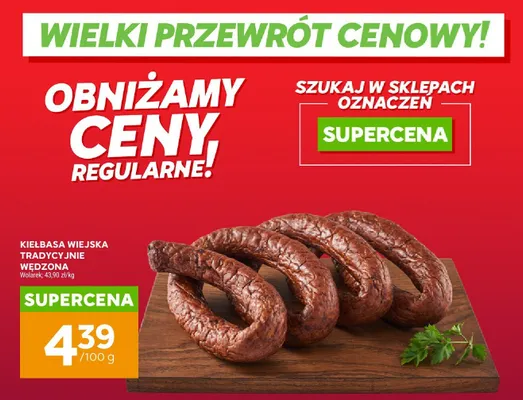 Kiełbasa wiejska tradycyjnie wędzona Wolarek promocja w Stokrotka