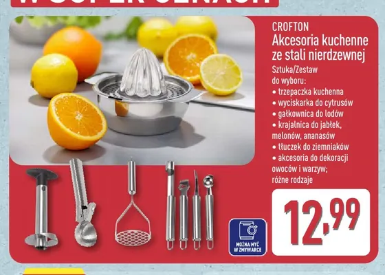 Akcesoria kuchenne ze stali nierdzewnej krajalnica do jabłek melonów ananasów Crofton promocja w Aldi