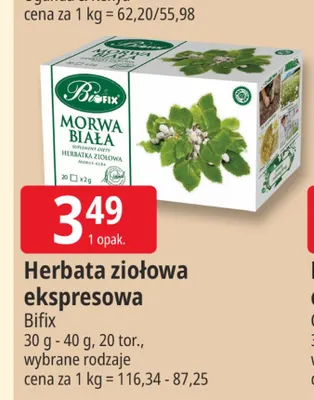 Herbata ziołowa ekspresowa Bifix promocja w Leclerc
