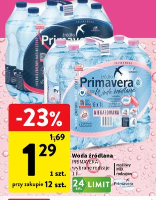 Woda źródlana Primavera promocja w Intermarche
