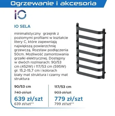 Grzejnik łazienkowy IO SELA 90/53 cm promocja w Blu Salony Łazienek