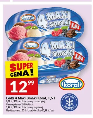 Lody 4 Maxi Smaki Koral promocja w Twój Market