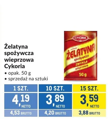 Żelatyna spożywcza wieprzowa Cykoria promocja w Makro