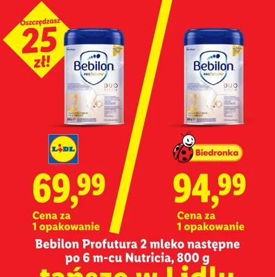 Mleko następne po 6m-cu Bebilon Profutura 2 Nutricia promocja w Lidl