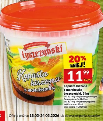 Kapusta kiszona z marchewką Łyszczyński promocja w Twój Market